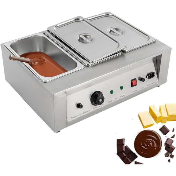 8.82 Lbs 3 Tanks Chocolate Tempering Machine 300W 110V Electric Chocolate Melting Pot with TEMP Control 32℉~176℉ Stainless Steel Chocolate Melter Food Warmer for Melting and Heating