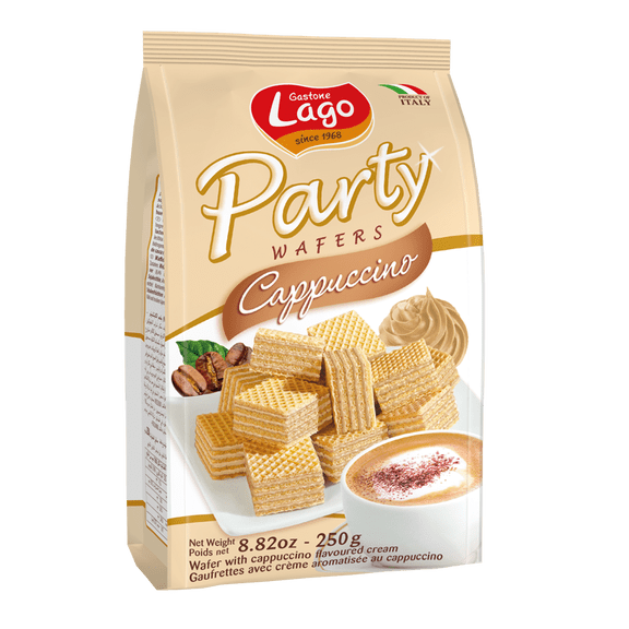 8.82 oz Lago Party Cappuccino Wafer Cookies Italian Crispy Cappuccino Cream Wafers Family Snack Pack