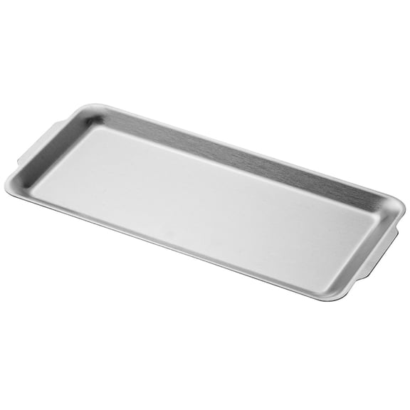 8.82X5.7" Stainless Steel Rectangle BBQ Serving Tray, Rounded Edge Grilling Pan, Dual Handle Metal Food Plate, Rustproof Gold Silver Catering Platter, Dish for Dessert Snack BBQ Home Patio Party Use