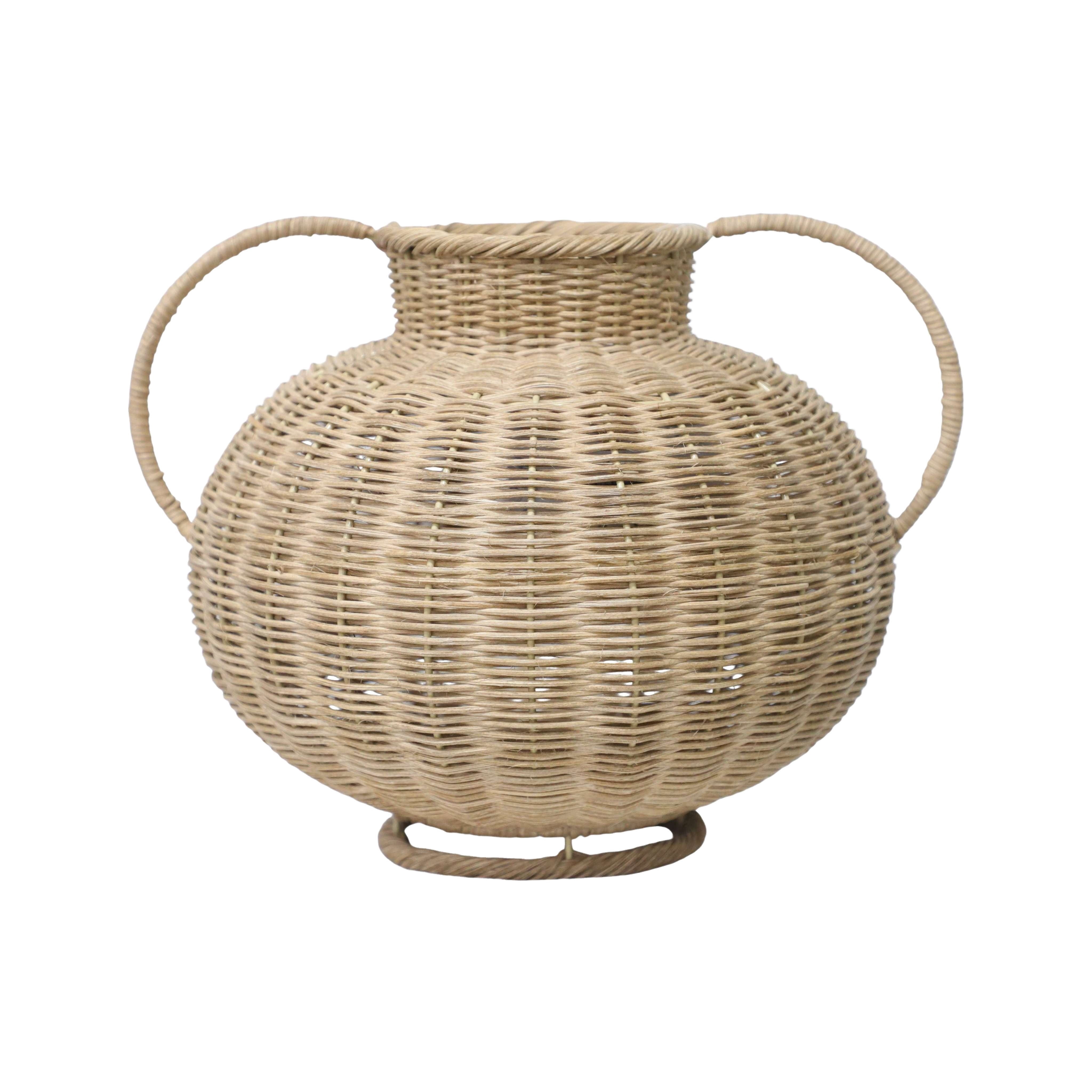 My Texas House Fall Rattan Decorative Vase, Natural, 9"