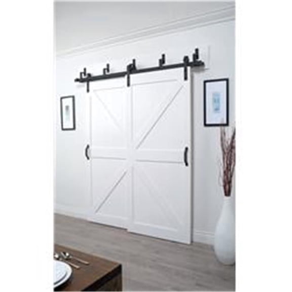 8.87 x 5.31 in. with Steel Black Sliding Door Track Kit