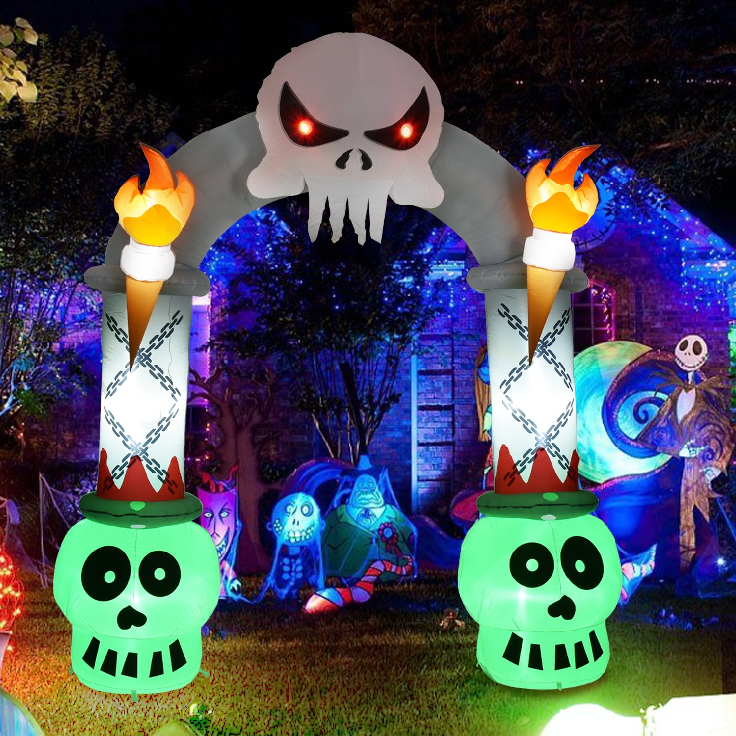 12 FT Halloween Inflatable Scary Skeleton Archway Spooky Blow Up Yard