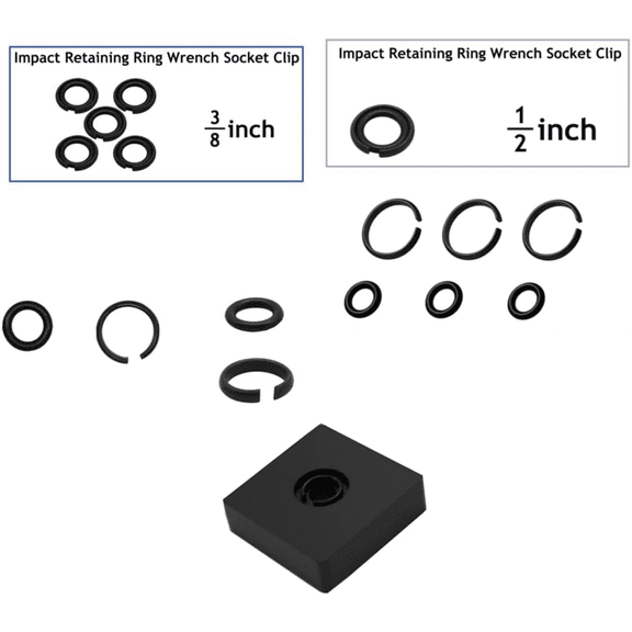 (8+8Set) 1/2inch and 3/8inch Impact Retaining Ring Clip with O-Ring,Retainer Impact Lock Ring Anvil Install Tool