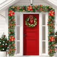 thumbnail image 1 of Taicans ‌8.8ft Artificial Christmas Garland with Red Bow & Gold Poinsettia - Realistic Pine Cones,Berries & Ornaments,Holiday Decor for Fireplace,Mantel,Staircase & Tree - UV Resistant, 1 of 6