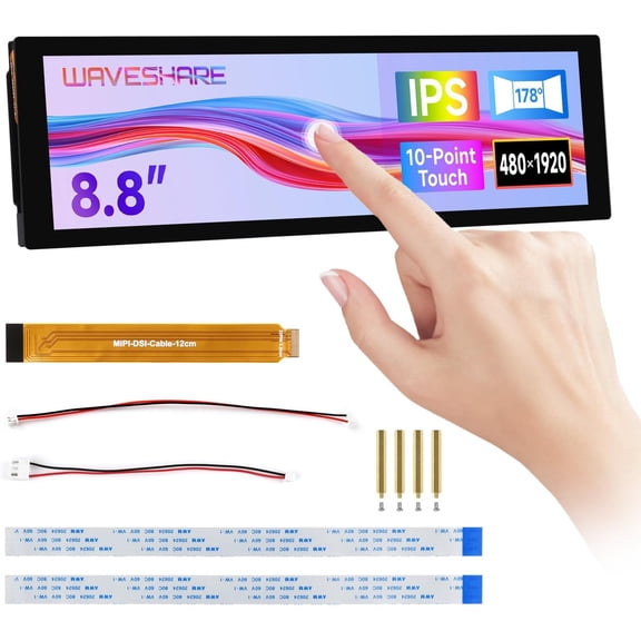 8.8inch DSI Capacitive Touch Display, IPS Panel, 480 1920 Resolution, 10-Point Touch, Supports Backlight Adjustment Via Software