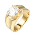thumbnail image 1 of 8*8mm Silver/Gold Color AAA Cz Band Mens Stainless Steel Polished Ring Size 7-12, 1 of 6