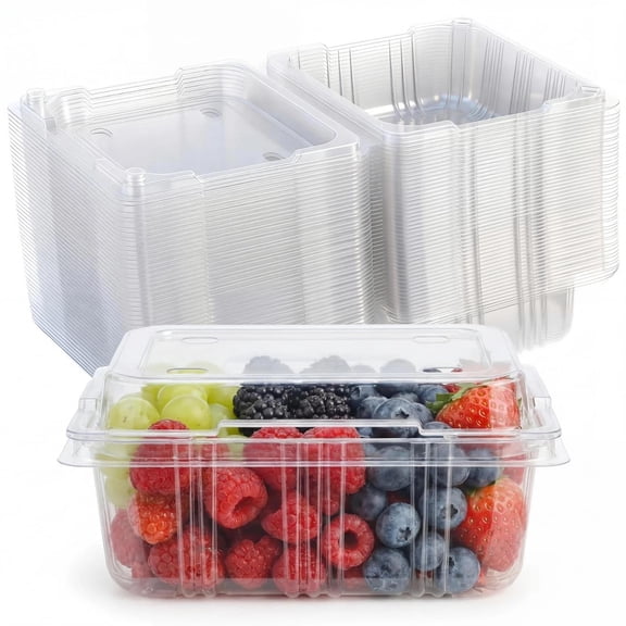 8.8oz Clear Plastic Clamshell Lids Containers, 25 Pack Produce Vented with