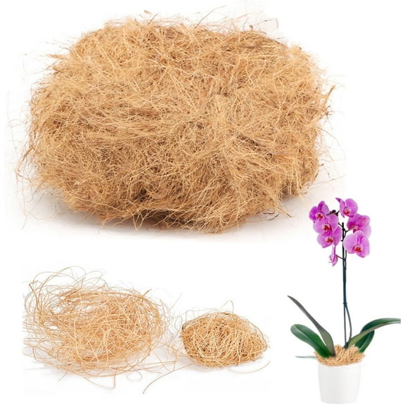 8.8oz Natural Coconut Husk Silk, Organic Pure Coconut Husk Fiber Orchid Plant Coconut Fiber Substrate Coco Coir Fiber Greenery Covering Coconut Fiber for Pot Plant Carnivorous Plants