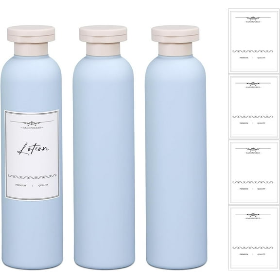 8.8oz Travel Essentials Shampoo Bottles for Toiletries,Empty Plastic Squeeze Bottles with Flip Cap for Toiletries Travel Size Shampoo and Conditioner (3 pack, bule)