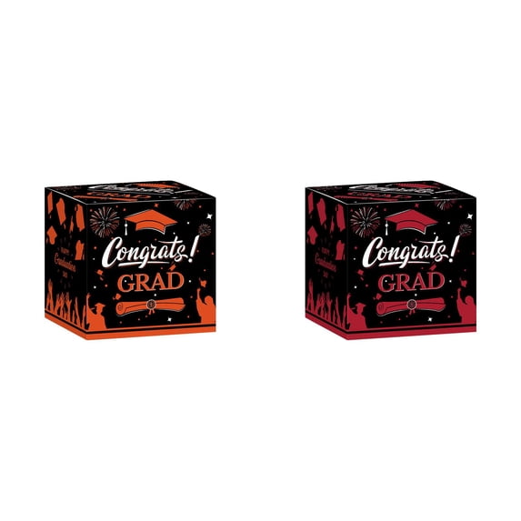 8.9*8.9*8.9'' Foldable Graduation Card Box Graduation Season Voting Box Party and Holiday Decors Cardboard Easy Assembly for School Event and Grad Parties Supplies 1/2/3 PCS