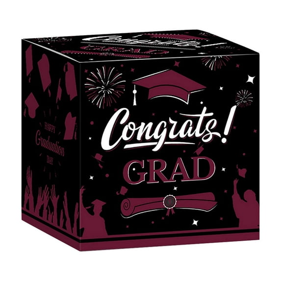 8.9*8.9*8.9'' Foldable Graduation Card Box Graduation Season Voting Box Party and Holiday Decors Cardboard Easy Assembly for School Event and Grad Parties Supplies 1/2/3 PCS