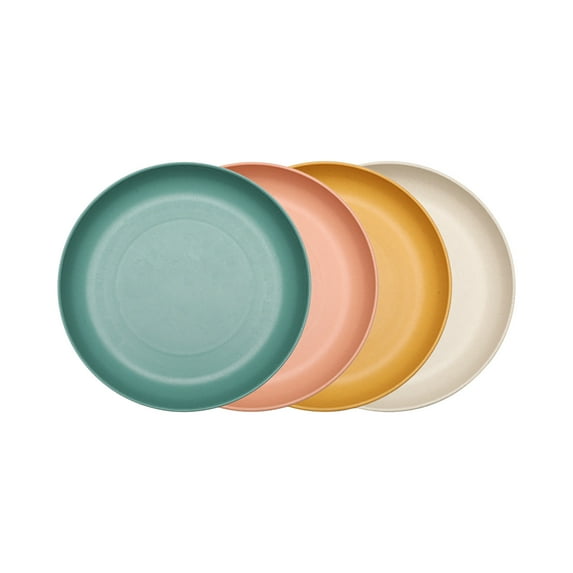 8.9 Inch Whea-t Straw Deep Dinner Plates - Microwave And Dishwasher Safe, Sturdy Plastic Dinner Plates - Set Of 4