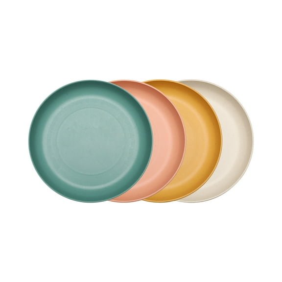 8.9 Inch Whea-t Straw Deep Dinner Plates - Microwave And Dishwasher Safe, Sturdy Plastic Dinner Plates - Set Of 4