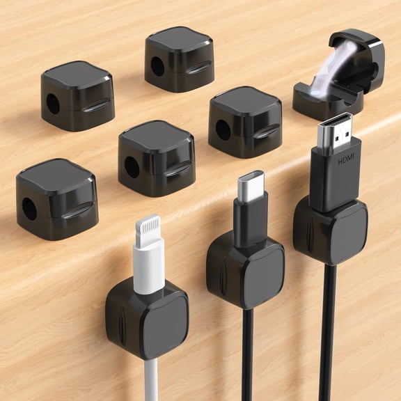 8/9 Pack Magnetic Cable Clips, Adjustable Cord Holder for Under Desk Cable Management, Adhesive Charger Wire Organizer Keeper for Home Office Desk Phone Car Wall Desktop Nightstand