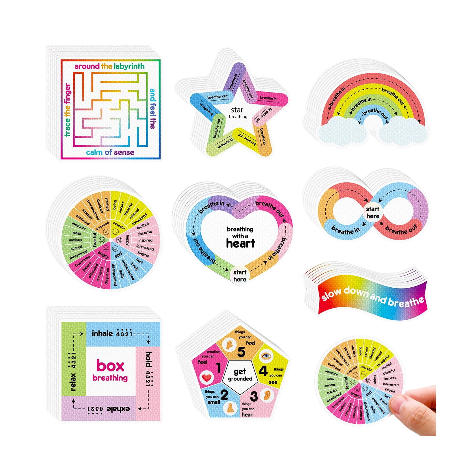 8/9 Pcs Textured Calm Sticker Anxieties Calming Stickers Sensory ...