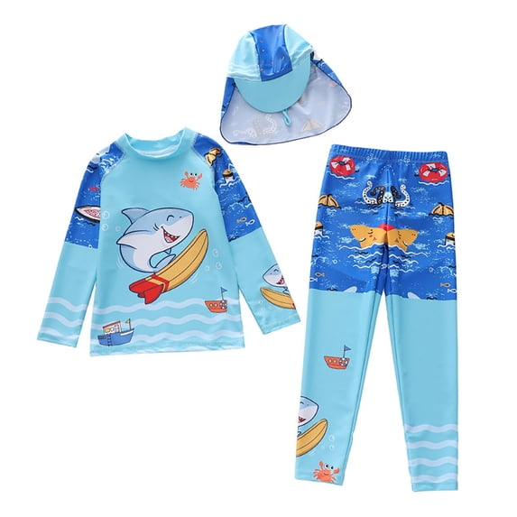8-9 T Bathing Suit Girls Kids UPF 50+ Long Sleeve Rash Guard And Swim Trunks Set For Sun Beach Pool Surfing Activities