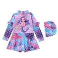 thumbnail image 1 of 8-9 T Girls Bathing Suit Girls Long Sleeve Sun Protective Swimsuit With UPF 50 Rash Guard For Beach Pool Activities, 1 of 4