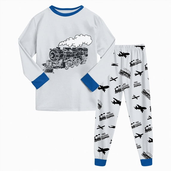 8-9 Years Child Boys Girls Long Sleeve 2pc Tee/Pants Pjs Set Sleepwear Outfits Home Pajama Set