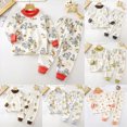 thumbnail image 1 of 8-9 Years Girls Long Sleeve Pajama Set Toddler Baby Girl Fall Winter Clothes 2T 3T 4T 5T Outfits Long Sleeve Knitted Cotton Tops Pants Clothes Set Toddler Gift,Blue, 1 of 8