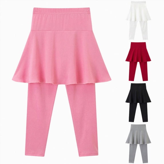 8-9 Years Toddler Girls Leggings With Skirt High Waisted Tennis Athletic Flowy Skirted Legging With Pockets For Kid Sweatpants Joggers Pants Fall and Winter White Cargo Pants