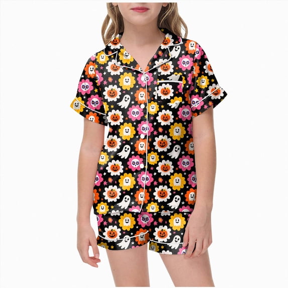 8-9 Years Tween Halloween Pajama Set Long Sleeve Pants Sleepwear Outfits Pj Sets For Girls K-Pop Pajamas Girls