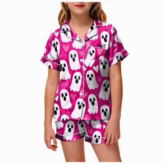8-9 Years Tween Short Sleeved And Shorts Set Halloween Parties Bluey Halloween Costume Pumpkin Pjs