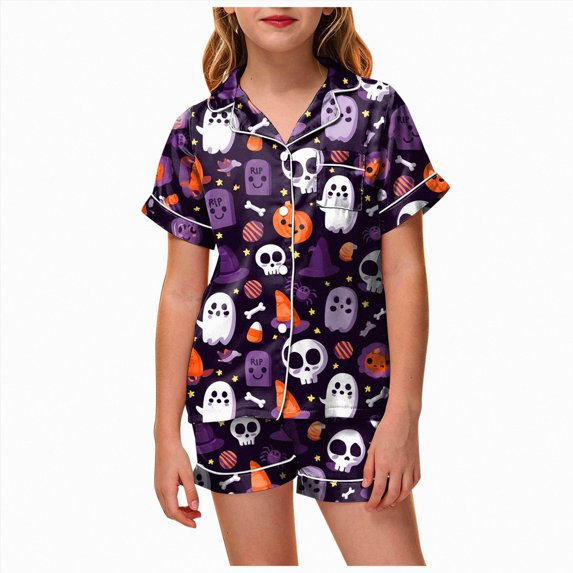 8-9 Years Tween Sibling Matching Halloween And Holiday Pajama Sets Girls' Sleepwear Girl Nightgown