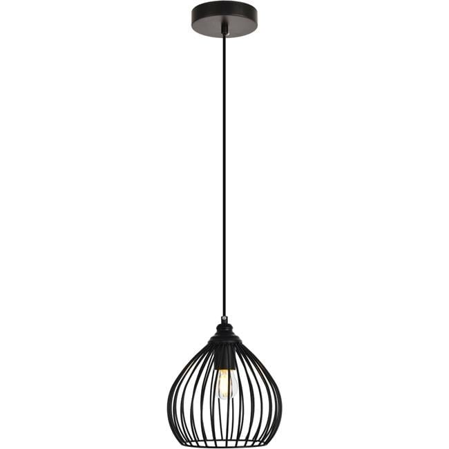 Sayer Contemporary Black Iron Pendant Light 8.9"H