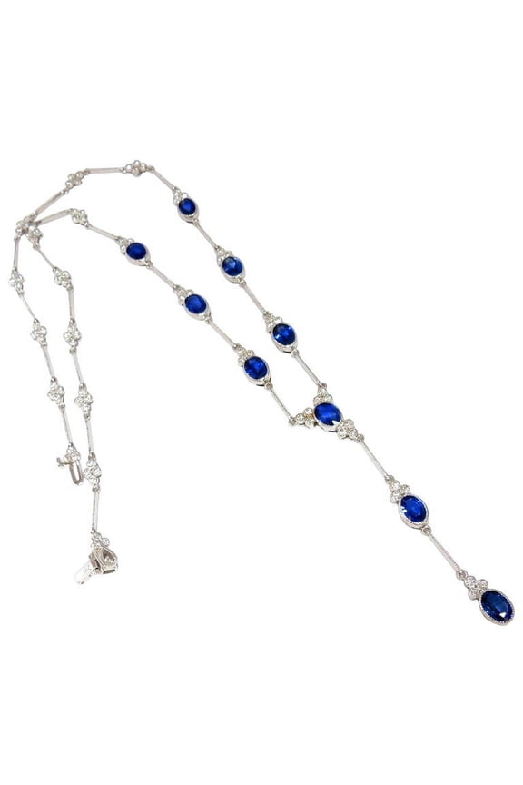 8.94ct NATURAL BLUE SAPPHIRE DIAMOND CLUSTER NECKLACE 18KT VIVID ROYALE