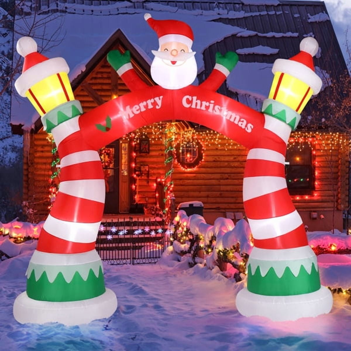 8.9FT Christmas Inflatable Archway, Built-in LED Lights, Waterproof Polyester, Indoor/Outdoor Yard/Store Holiday Decor