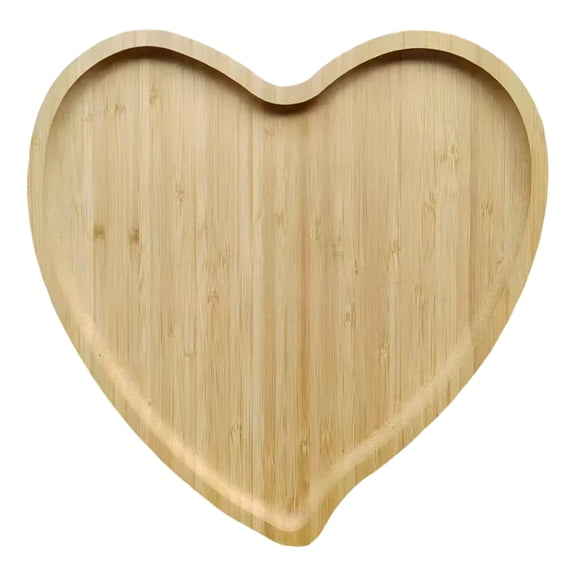 8*9In Heart Shaped Bamboo Serving Tray Decorative Wooden Platter for Snacks Fruits Bread Cheese and Appetizers Display