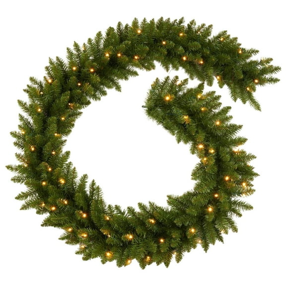 8.9ft Artificial Christmas Garland with Lights Battery Operated Christmas Tree Garland Decorated with Pine Cones Berry Clusters for Indoor Outdoor Christmas Decorations (Battery not Included)