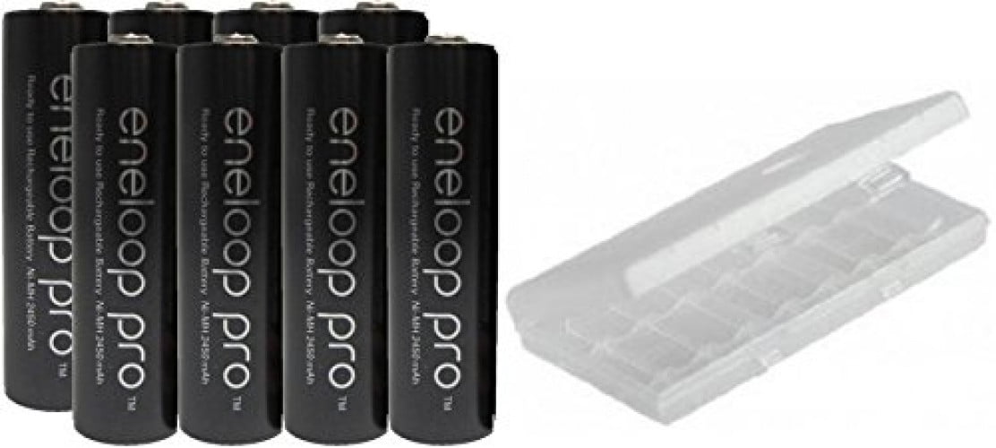 8 AA Panasonic Eneloop Pro (Replace sanyo XX) NiMH 2550mAh Rechageable Batteries + Free Case Holds 8 Batteries