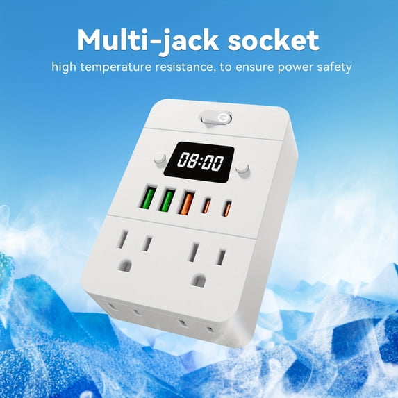 8 AC Outlets, 3 USB, 1 Type-C Port Power Strip, Multi-Plug Adapter w ...