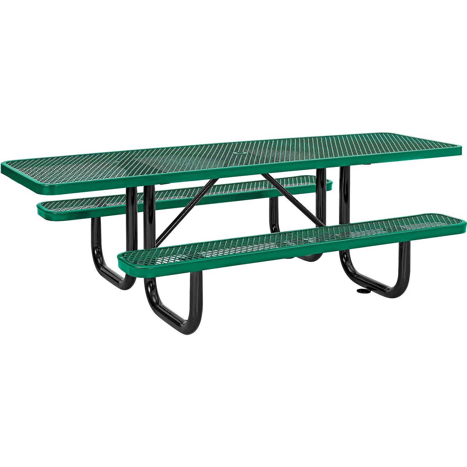 8' Green Expanded Metal ADA Picnic Table with Galvanized Steel Frame