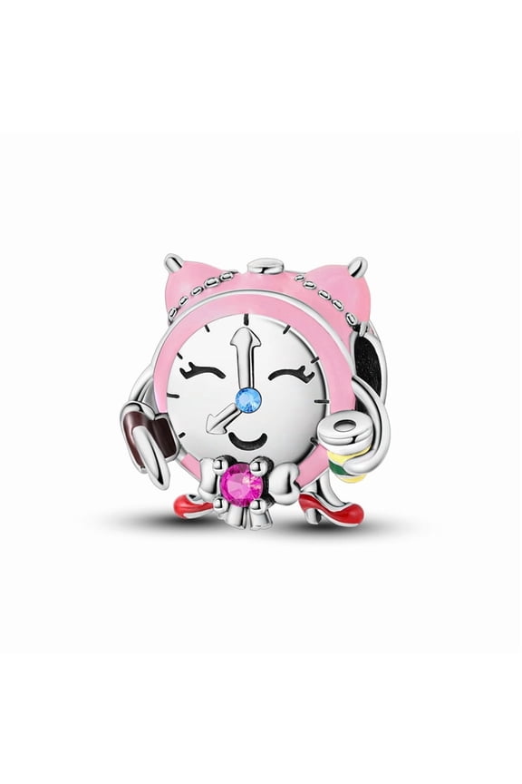 "8 AM" Work Alarm Clock String Bead Charm, Compatible with Most Bracelet, Charm for Bracelet