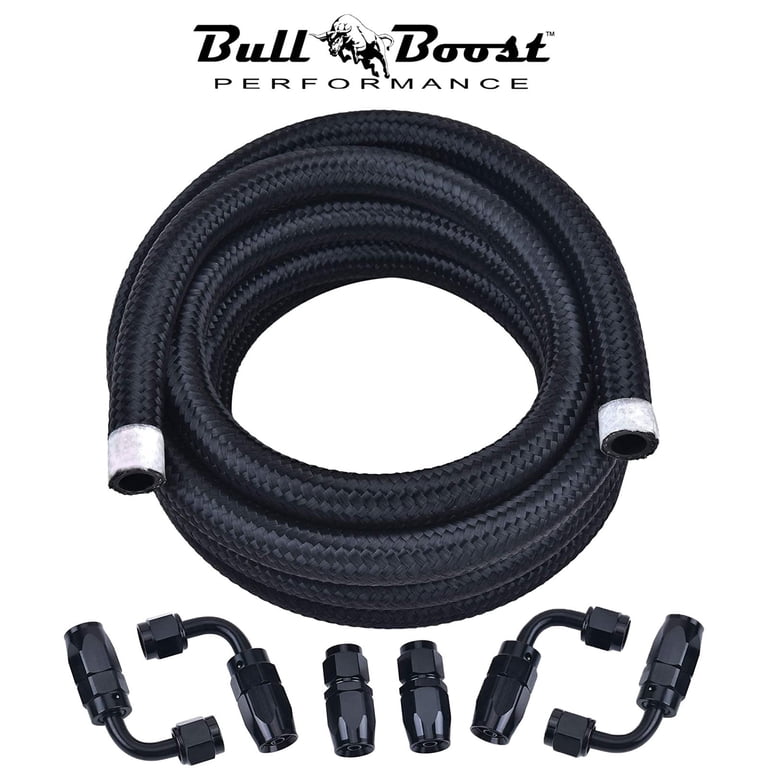 High Pressure Fuel Hose 20FT AN-6 Braided Fuel Line Hose Kit With 10 ...