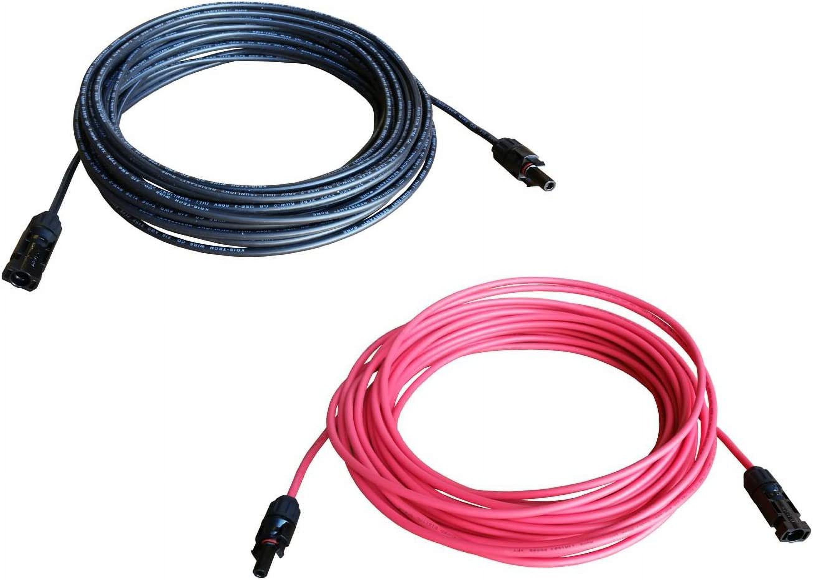 8 AWG 8 Gauge Pair 40 Feet Black + 40 Feet Red Solar Panel Extension Cable Wire Solar Connectors (Variety of Lengths Available)