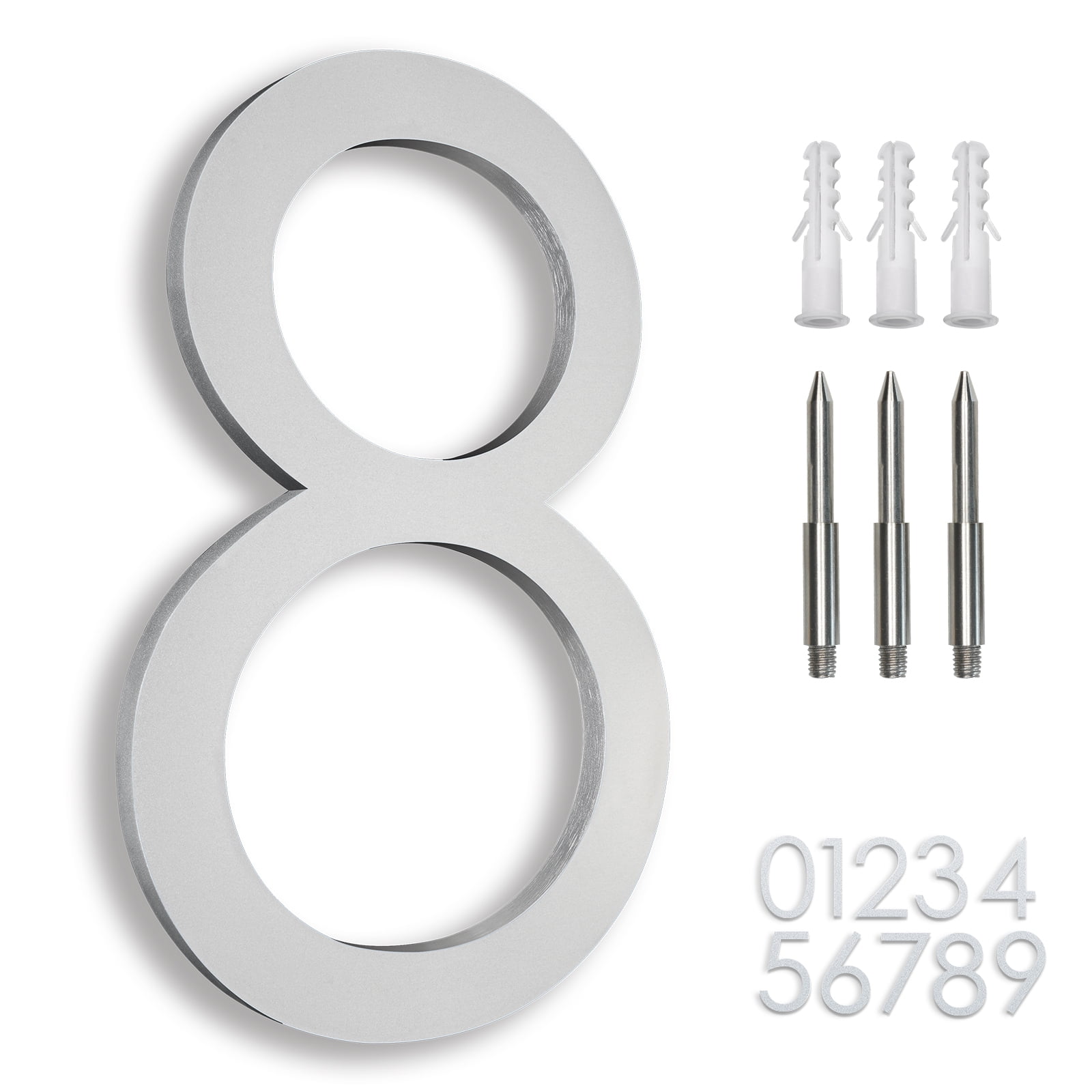 8" Address Numbers For House,Modern House Numbers Large Silver Exterior