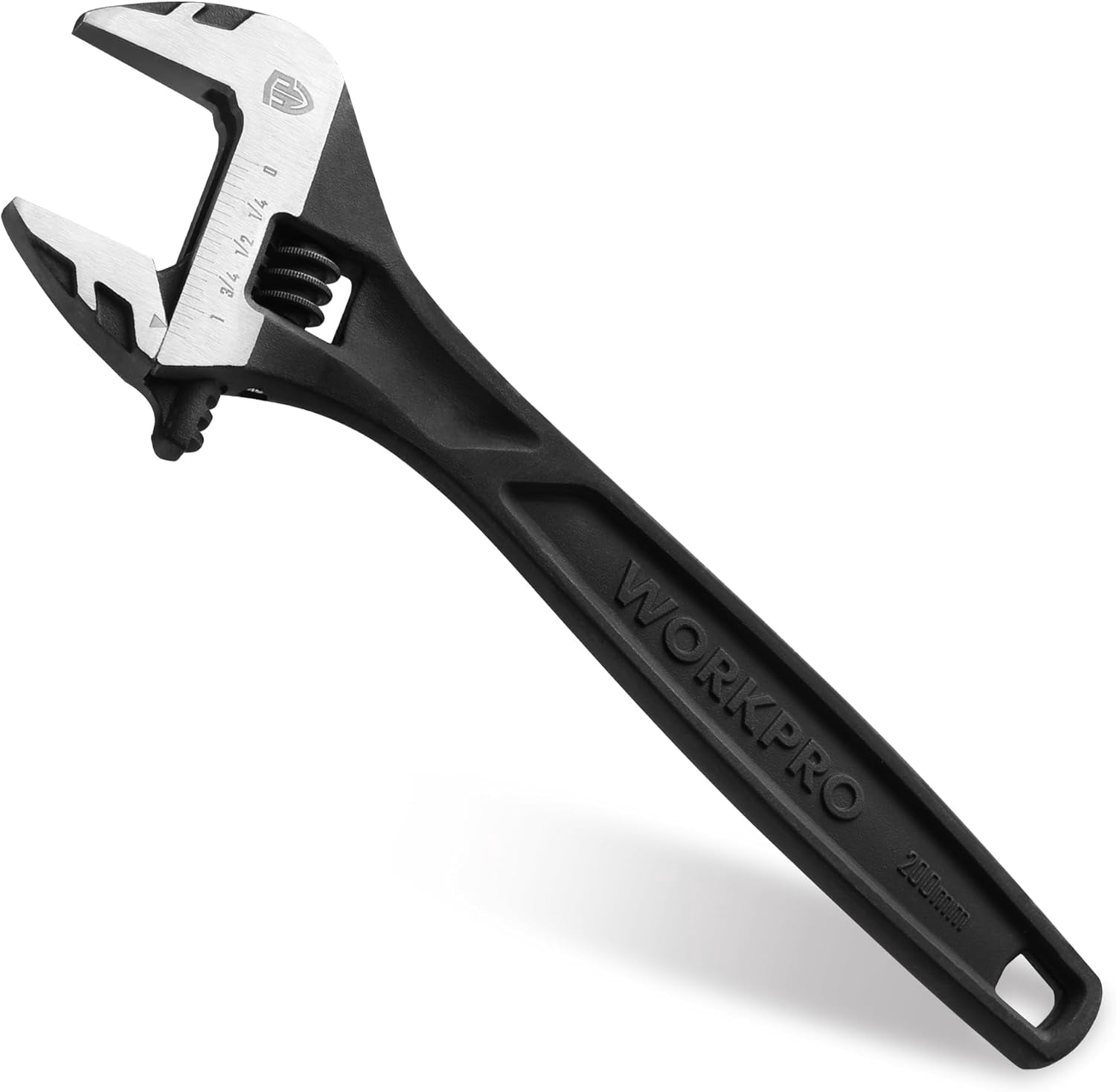 8" Adjustable Wrench, Black Oxide Wrench 8 Inch with Inch/Metric Scale, Premium Cr-V Steel