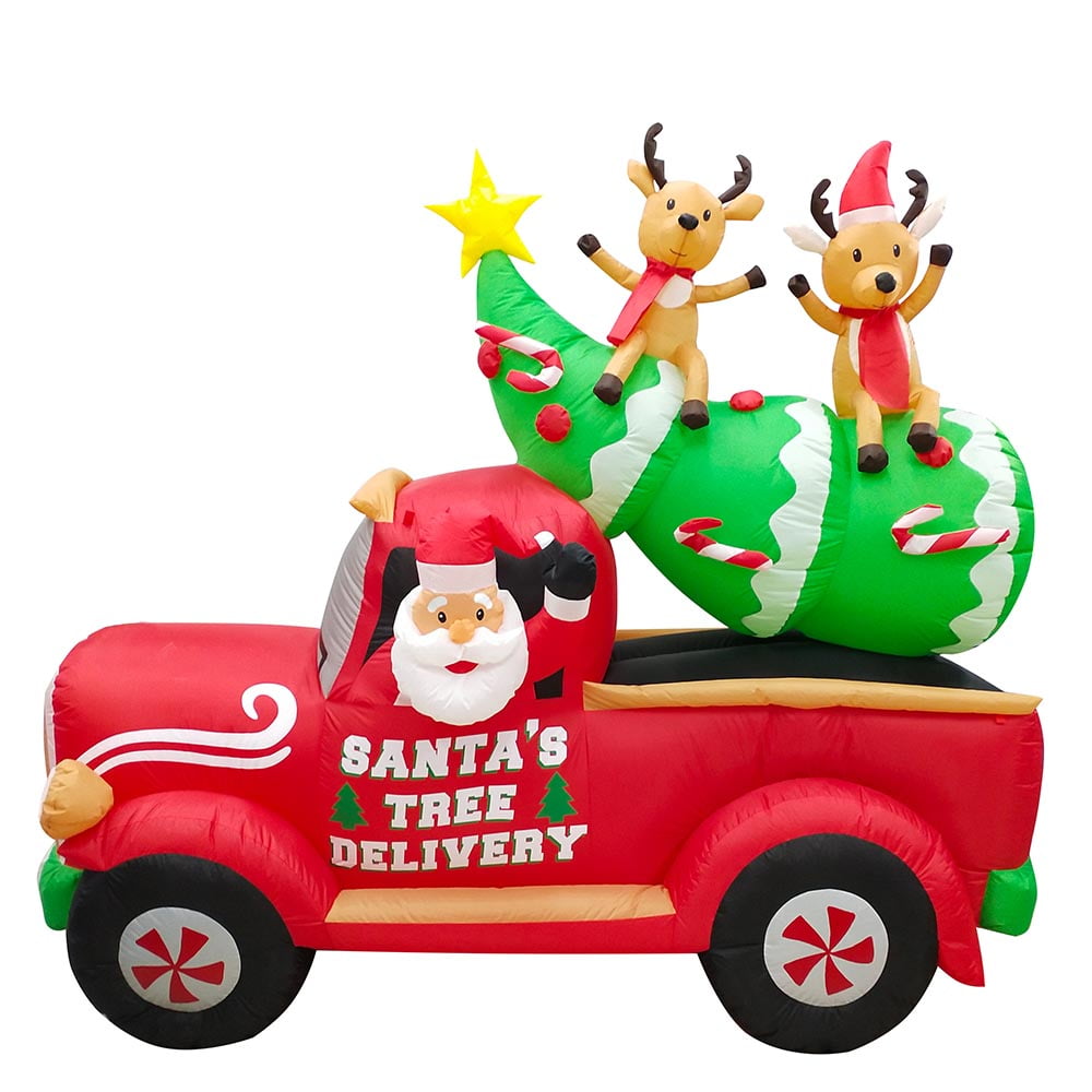 8' Air Blown Inflatable Santa's Christmas Tree Delivery Truck w