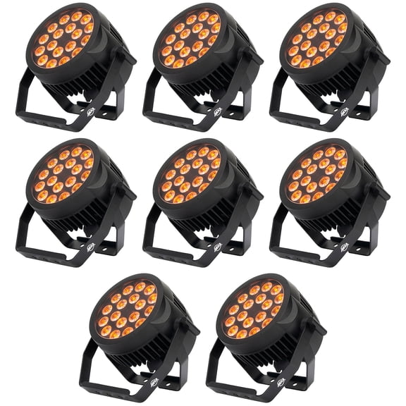 (8) American DJ 18P HEX IP 18 x 12W Outdoor RGBAW+UV LED DMX Par Can Wash Lights