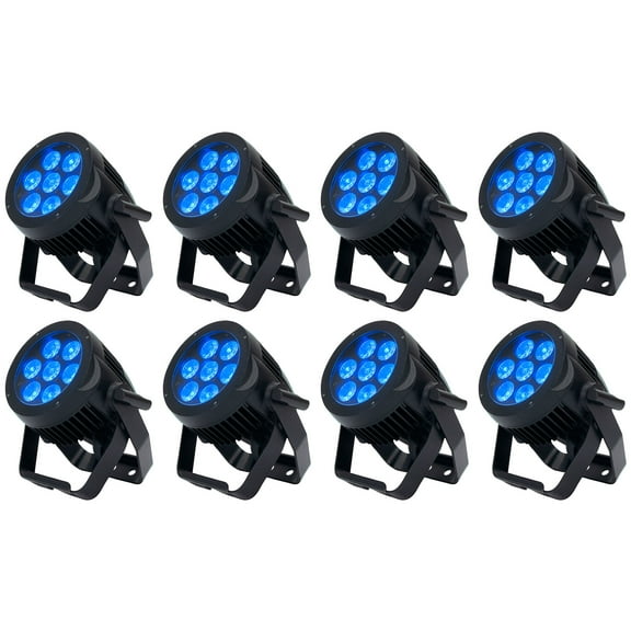 (8) American DJ 7P HEX IP Outdoor IP65 RGBAW+UV LED DMX Metal Par Wash Up-Lights