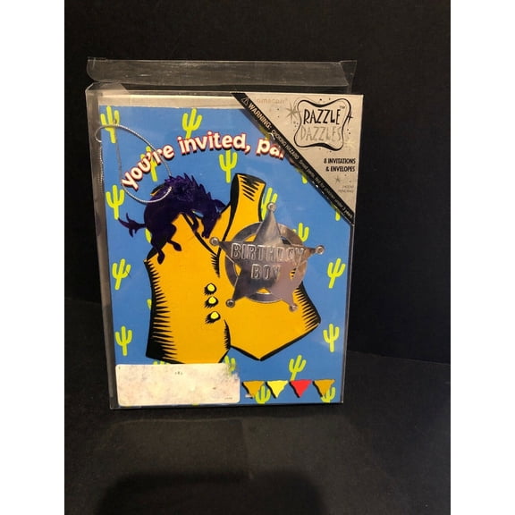 8 Amscan Cowboy Novelty Invitations and Envelopes NEW