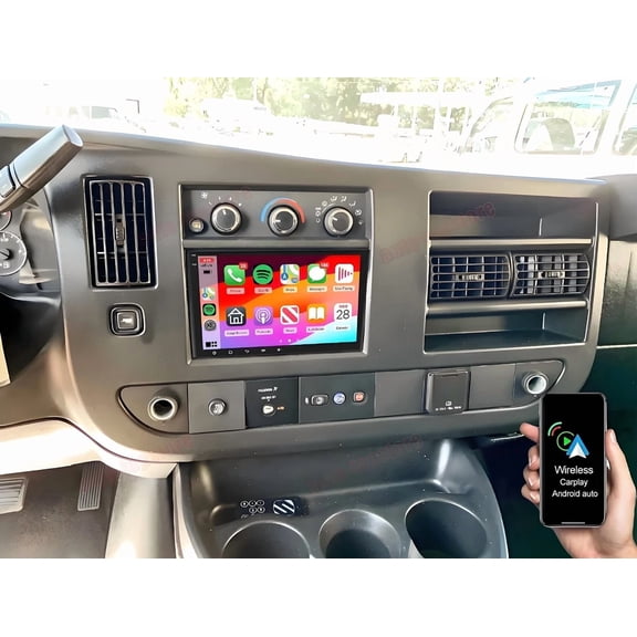 8" Android 13 Car Stereo For Chevrolet Express 2008-2024, 2GB RAM 32GB ROM, Wireless CarPlay/Android Auto, Built-in GPS Navigation, with WiFi Bluetooth SWC Mirror Link Split Screen