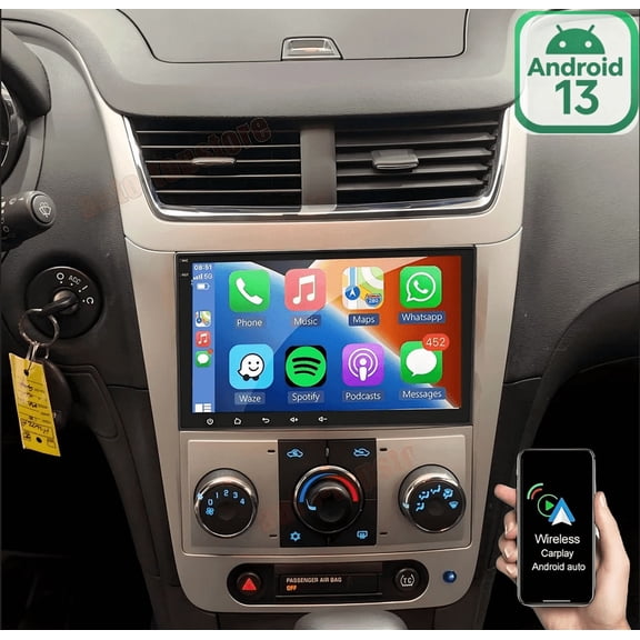8" Android 13 Car Stereo For Chevrolet Malibu 2008-2012, 2GB RAM 32GB ROM, Wireless CarPlay/Android Auto, Built-in GPS Navigation, with WiFi Bluetooth SWC Mirror Link Split Screen