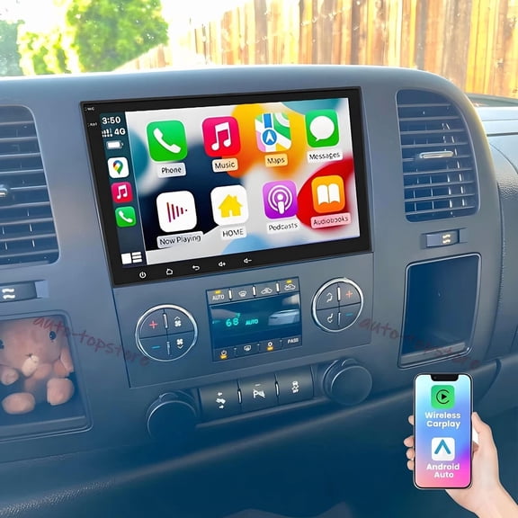 8" Android 14 Car Stereo For Chevrolet Silverado 2007-2013 Radio | 4+64GB with Wireless CarPlay & Android Auto | Built-in GPS Navigation & Backup Camera | IPS Touchscreen with Split Screen & SWC