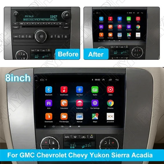 8" Android 15 Car Stereo Compatible for GMC Sierra 2007-2018 GMT900/K2XX, 2+64GB, Wireless CarPlay & Android Auto, Built-in DAB+ & DSP, Support DVR & SWC, GPS Navigation, Bluetooth/WiFi/Mirror Link