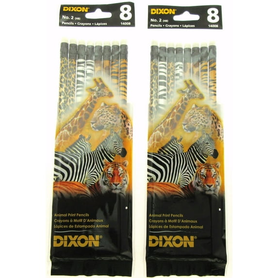8 Animal Print Pencils Dixon Lot of 2