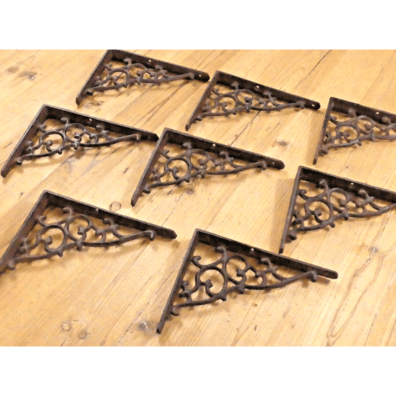 8 Antique Style Shelf Brace Wall Bracket Cast Iron Brackets Vine Garden Corbels